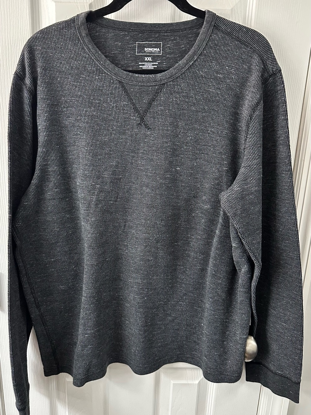 Sonoma Men's Dark Charcoal Crewneck Waffle Knit Sweater